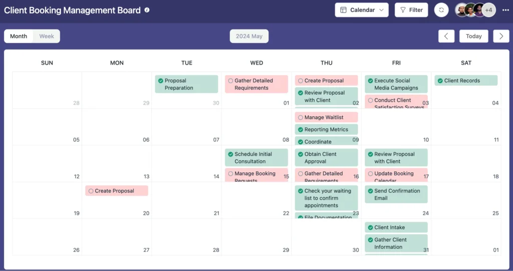 FluentBoards Calendar View